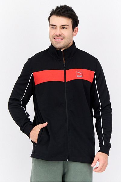 Puma Men One8 Virat Kohli Collection Sportswear Fit Short Sleeve Training Sweatshirt, Black/red
