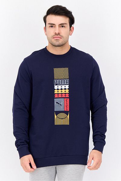 Puma Men Sportswear Fit Long Sleeve Training Sweatshirt, Navy