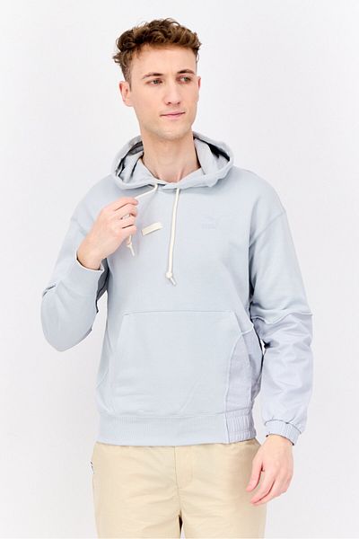 Puma Men Sportswear Fit Long Sleeve Outdoor Hoodies, Light Grey
