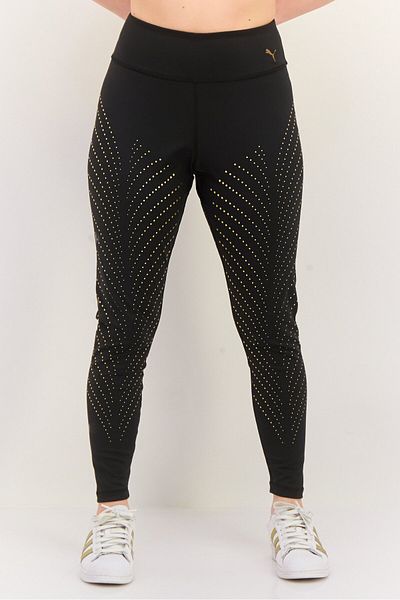 Puma Women Sportswear Fit Pull On Training Leggings, Black/Gold