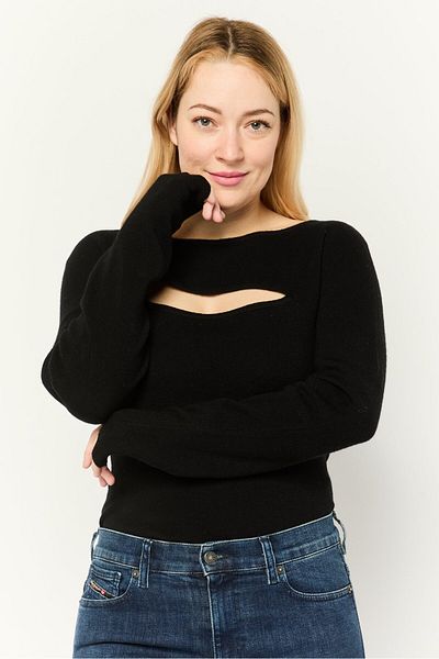 Michael Kors Women Textured Long Sleeve Bodysuit, Black