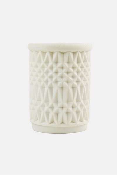 AMG Ceramic Waffle Weave Tooth Brush Holder, White