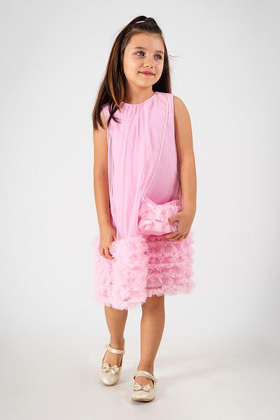 Minigimin Cicileri Pink Miniğimin Tulle Frill Dress Ellebizi and Bag Taki