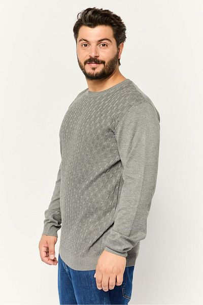 Sorbino Men Crew Neck Long Sleeves Knitted Sweatshirt, Grey