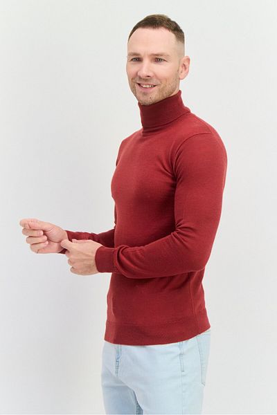 Sorbino Men Turtle Neck Textured Long Sleeves Sweater, Maroon
