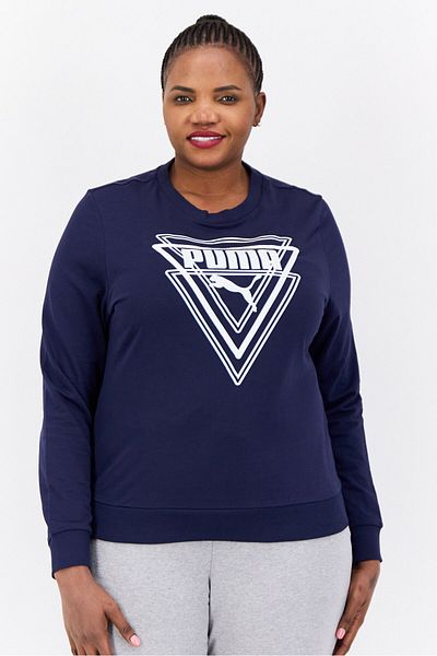 Puma Women Regular Fit Long Sleeves Outdoor Sweatshirt, Navy
