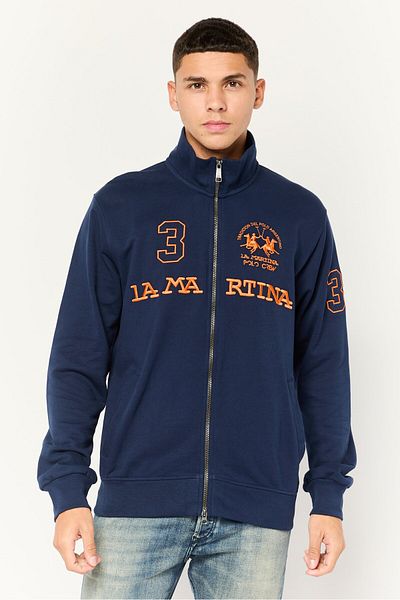 La Martina Men High Neck Long Sleeve Embroidered Logo Sweatshirt, Navy