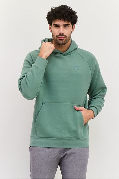 Puma Men Relaxed Fit Brand Logo Outdoor Hoodies, Eucalyptus