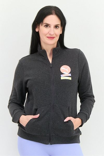 Puma Women Regular Fit Long Sleeves Outdoor Sweatshirt, Charcoal Black