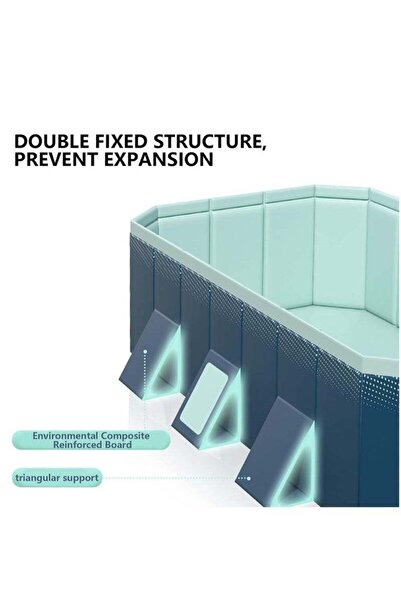 COOYA 2.6m foldable non-inflatable swimming pool,triangular support,double drain,for family use,blue