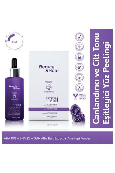 BeautyandMore Beauty&More Amethyst Crystal Pure Revitalizing and Skin Tone Equalizing Facial Peeling 30 ml Aha 10% B