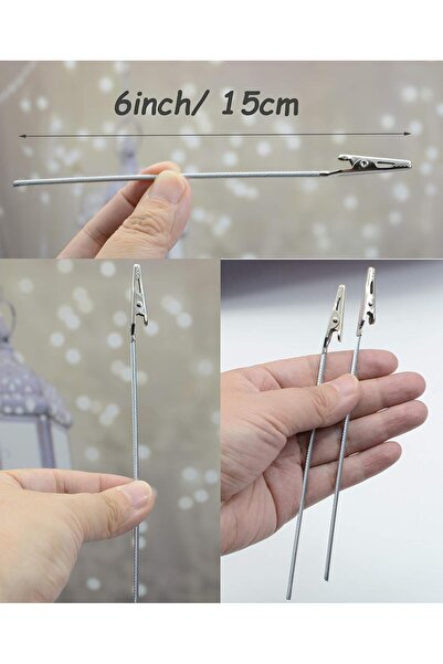 COOYA 50 Pcs Alligator Clips with Wire Rope, 15cm, Metal Material, for DIY Card Clip