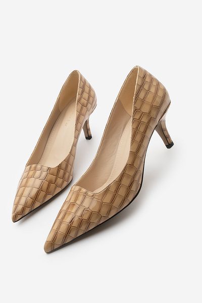 Marjin Dámské boty na jehlovém podpatku Croco se vzorem Olfin Beige Croco