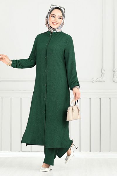 ModaMerve Hijab Suit with Elastic Cuffs Emerald