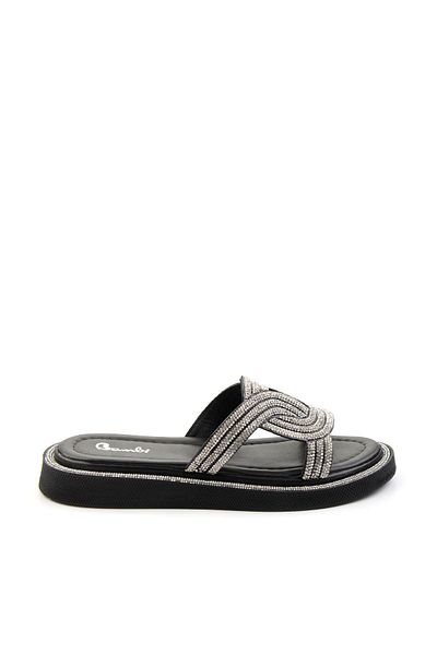 Bambi Black Lame Women's Slippers K 04328023009
