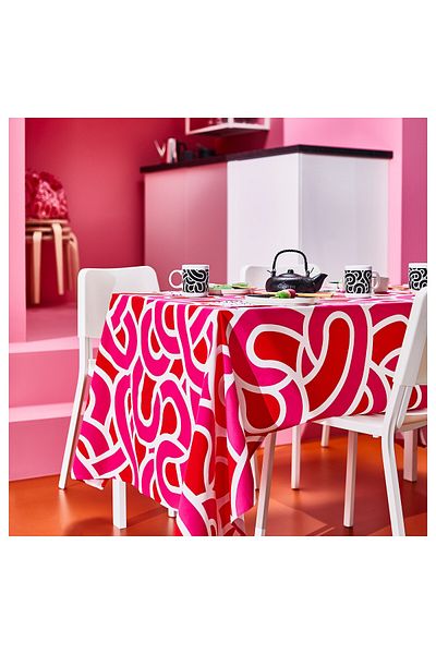 IKEA Sötrönn Tablecloth, Patterned White/bright Red Bright Pink
