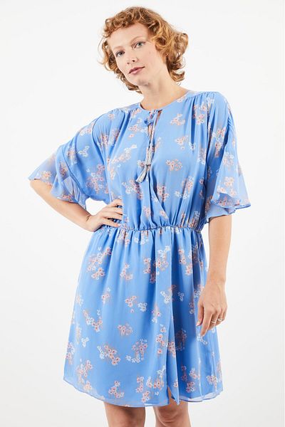 Juicy Couture Women Floral Mini Casual Dress, Light Blue Combo