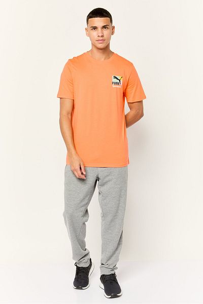 Puma Men Sportswear Fit Short Sleeve Outdoor Classic T-Shirt, Dark Orange