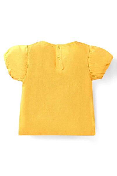 Babyhug Babyhug Single Jersey Top & Skirt with Floral Print Sequin Detailing - Yellow & Navy Blue