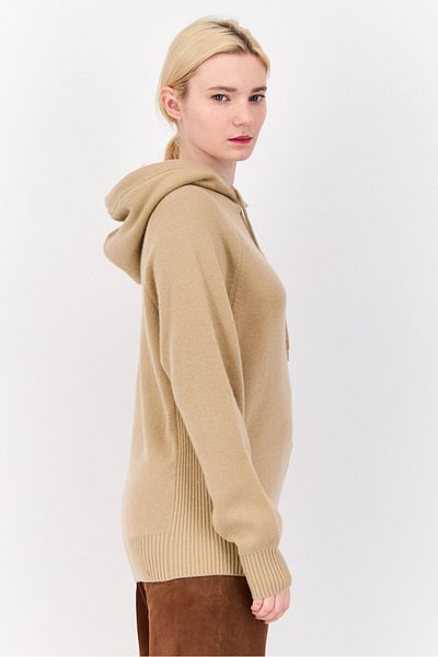 Esprit Women Hooded Knitted Sweater, Tan