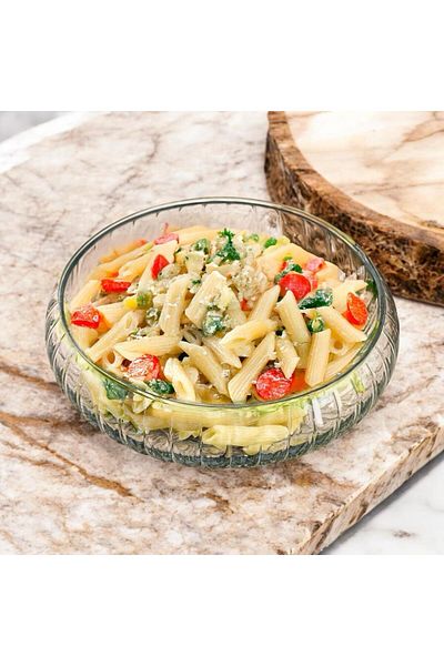 YzHome Large Size Glass Salad Fruit Pasta Presentation Bowl Transparent Bowl 24 cm