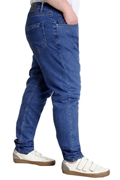 gambia outdoors Erkek Büyük Beden Likralı Normal Bel Düz Paça Kot Pantolon Büyük Beden Süper Battal