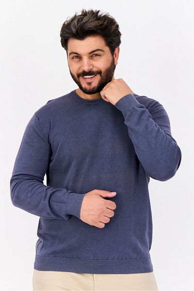 GAS Men Crew Neck Knitted Sweater, Pale Blue