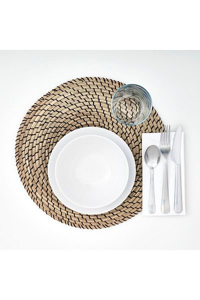 IKEA L TTAD Place Mat, Seagrass/Black, 37 cm