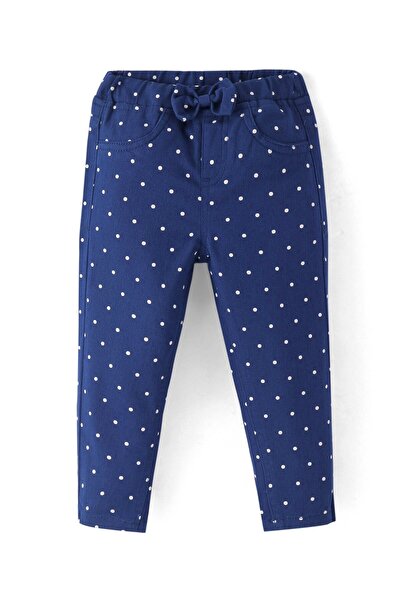 Babyhug Babyhug Twill Full Length Polka Dot Printed Jeggings - Navy Blue