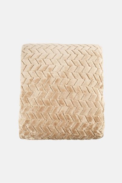 Catherine Malandrino Double Layer Jacquard Blanket 150 X 200 Cm, Tan