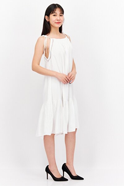 Esprit Women Pleated Midi Dress, White