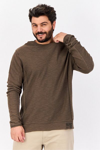 GAS Men Round Neck Knitted Long Sleeve Sweatshirt, Olive