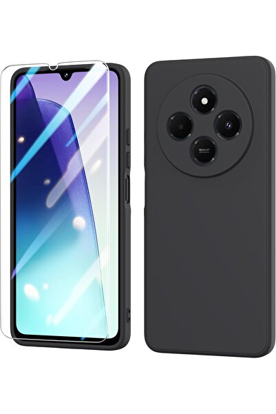 AWH Redmi 14C 4G مع واقي شاشة واحد، جراب سيليكون رفيع لهاتف Xiaomi Redmi 14C 4G (6.88 بوصة) - أسود