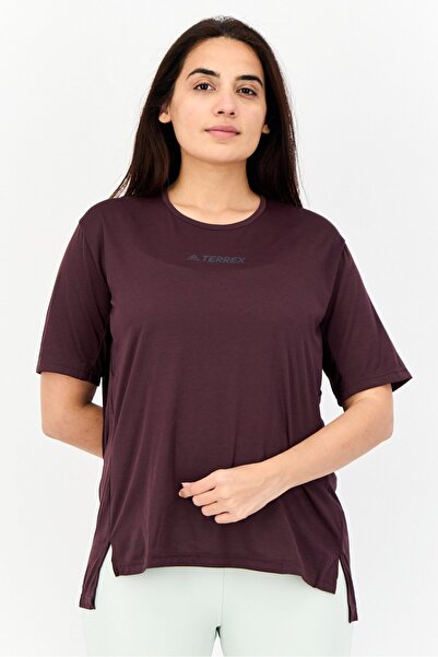 adidas Women Sportswear Fit Short Sleeve Outdoor Top, Mauve