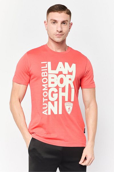 Lamborghini Men Sportswear Fit Short Sleeve Outdoor T-shirt, Red