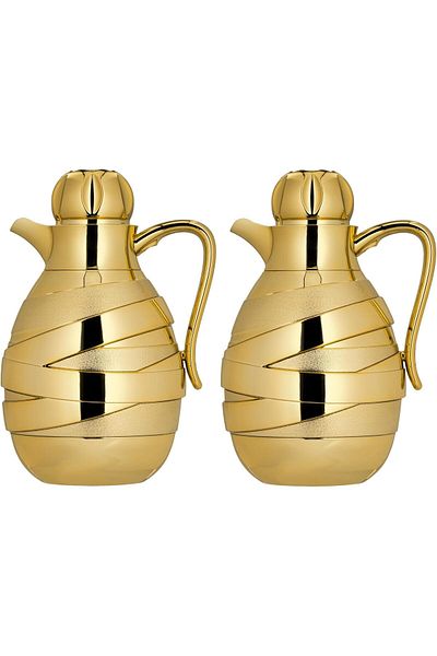 ALSAIF Coffee And Tea Vaccum Flask Set In Gold / Leak-proof And Keeps Drinks Hot 1.0/0.7 Liter