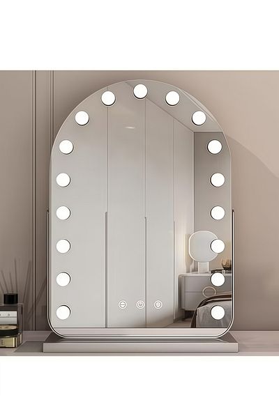 COOYA Smart touch makeup mirror, 3-color lighting, 17 LED lights, adjustable brightness, 30*40 cm, white