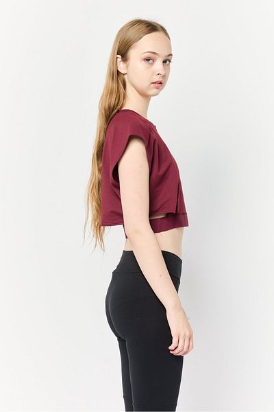 adidas Women Sportswear Fit Cap Sleeve Training Crop Top, Maroon