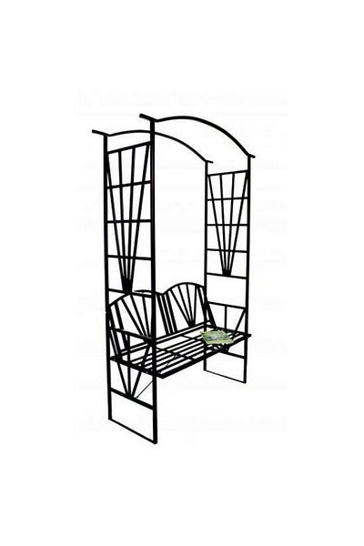 08 artvin gazozu Metal arch, pergola, for garden, with bench, 114x45x208 cm