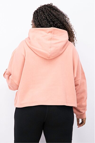 adidas Women Plus Size Embroidered Logo Crop Hoodies, Ash Pink