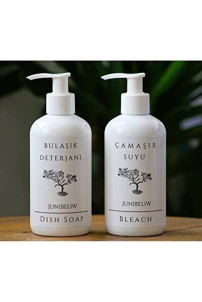 junibeliw 2li Set Beyaz Boş Mika Plastik Şişe Bulaşık Deterjanlık Çamaşır Suy...