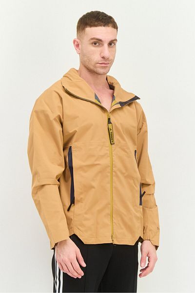 adidas Men Sportswear Fit Outdoor Hooded Jacket, Mustard