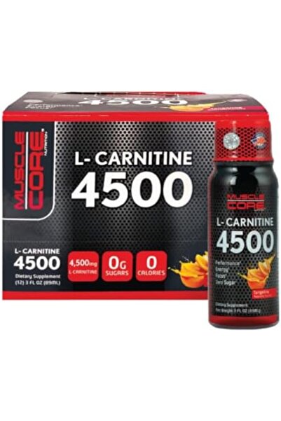 Muscle Core Nutrition إل-كارنيتين 4500 بنكهة اليوسفي، علبة 89 مل تحتوي على 12 قرصًا