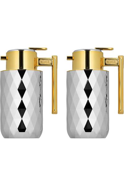 ALSAIF Coffee And Tea Vaccum Flask Set In Nickel/gold / Leak-proof And Keeps Drinks Hot 1.0/1.0 Liter