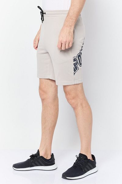 Tapout Men Brand Logo Drawstring Basic Shorts, Light Grey