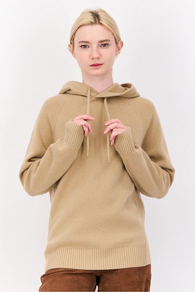 Esprit Women Hooded Knitted Sweater, Tan