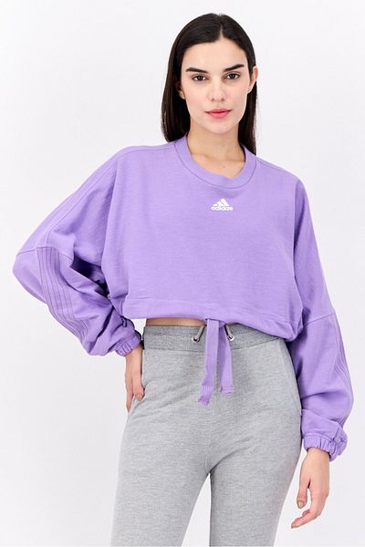 adidas Women Sportswear Fit Long Sleeves Outdoor Sweatshirt, Purple