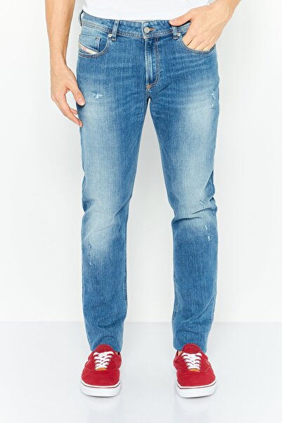 Diesel بنطلون جينز رجالي ضيق ومغسول باللون الأزرق