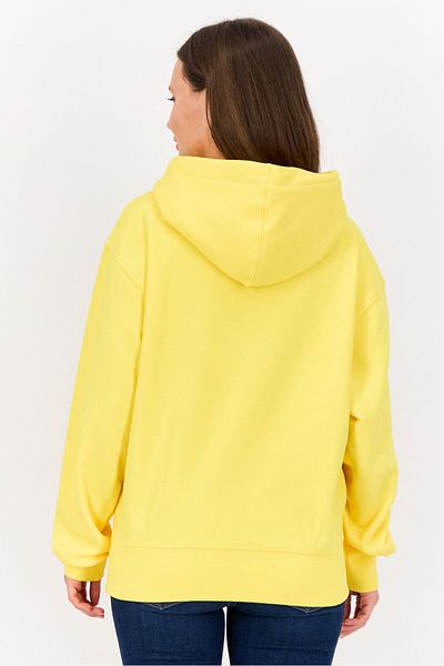 Esprit Women Long Sleeves Brand Logo Hooded Sweatshirts, Yellow