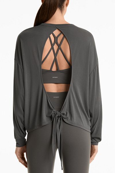 Oysho Modal blend open back T-shirt with tie